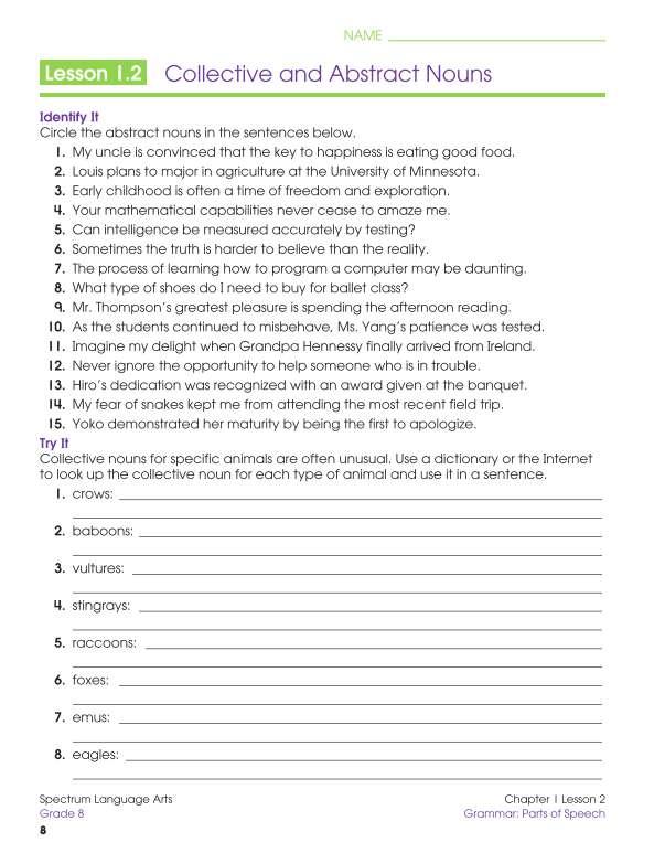 Spectrum Language Arts Workbook, Grade 8