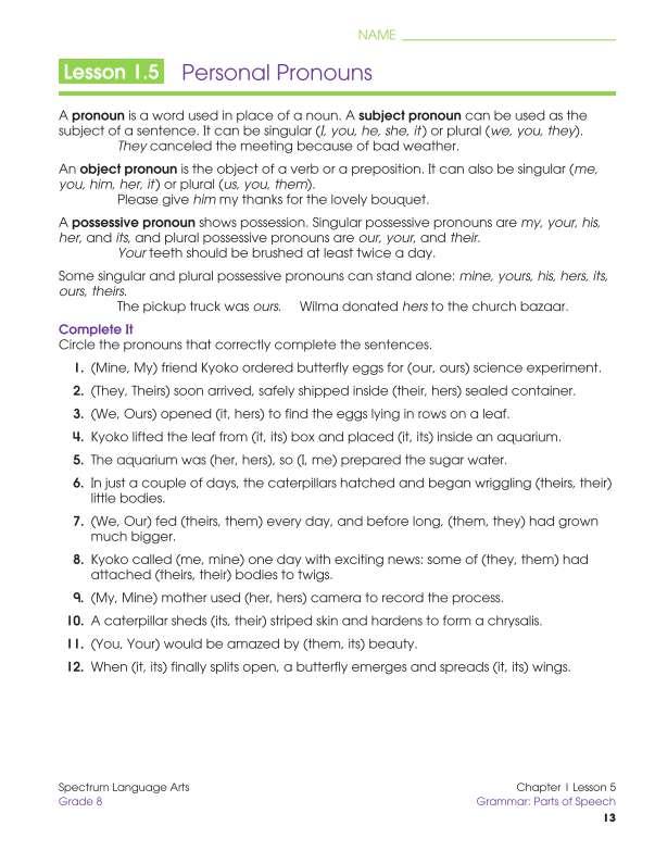 Spectrum Language Arts Workbook, Grade 8