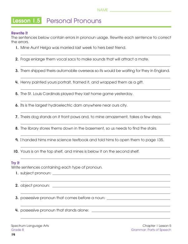 Spectrum Language Arts Workbook, Grade 8