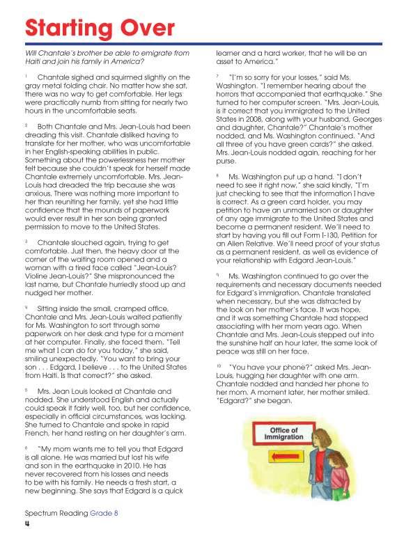Spectrum Reading Workbook, Grade 8