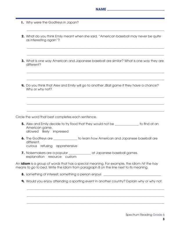 Spectrum Reading Workbook, Grade 6