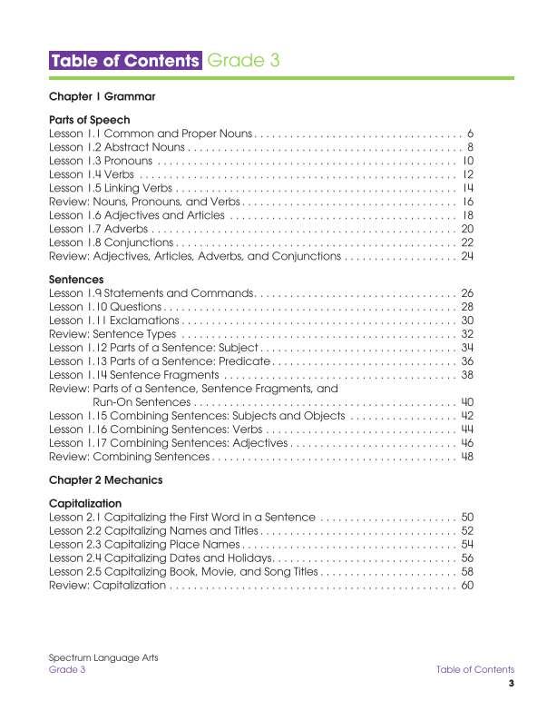 Spectrum Language Arts Workbook, Grade 3