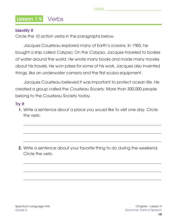 Spectrum Language Arts Workbook, Grade 3