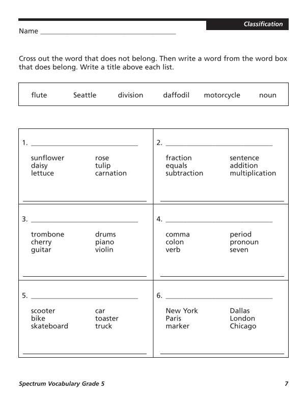 Spectrum Vocabulary Workbook, Grade 5