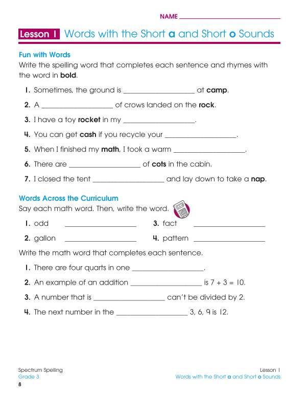 Spectrum Spelling Workbook, Grade 3