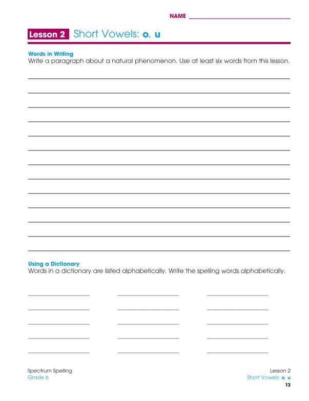 Spectrum Spelling Workbook, Grade 6