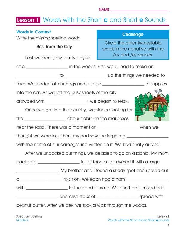 Spectrum Spelling Workbook, Grade 4