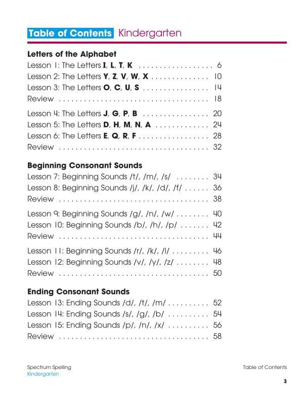 Spectrum Spelling Workbook, Grade K