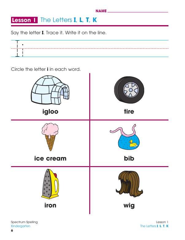 Spectrum Spelling Workbook, Grade K