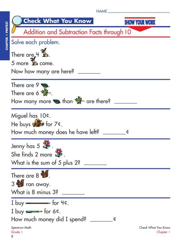 Spectrum Math Workbook, Grade 1