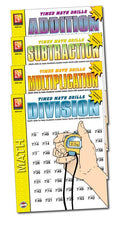 Remedia Publications Timed Math Drills, Set Of 4 Activity Books: Addition, Subtraction, Multiplication, And Division
