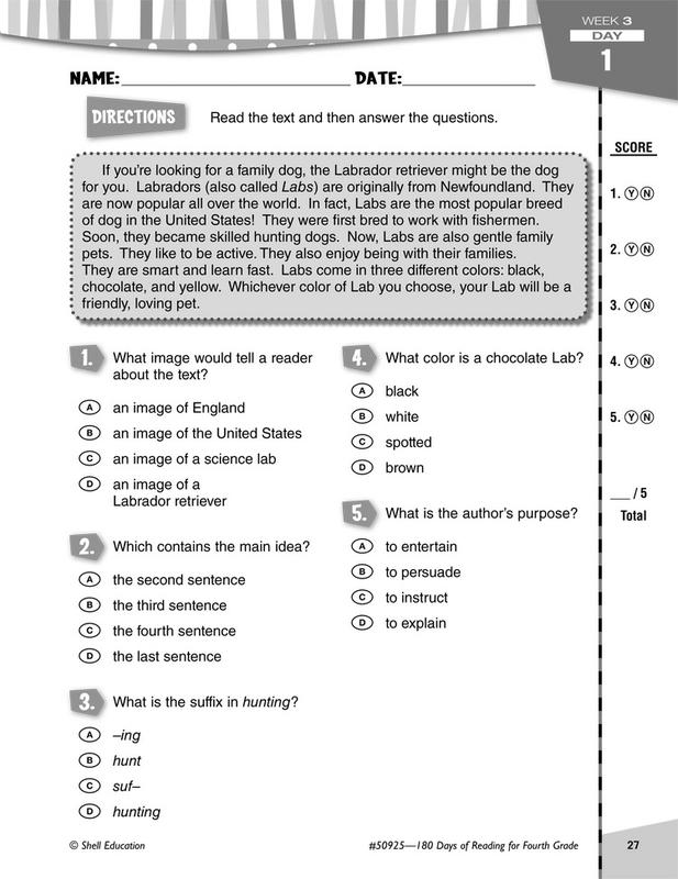 180 Days Of Reading Book For Fourth Grade