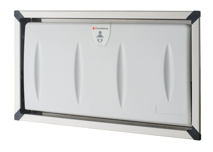 Light Gray Polyethylene Recessed Changing Station with Stainless Steel Frame