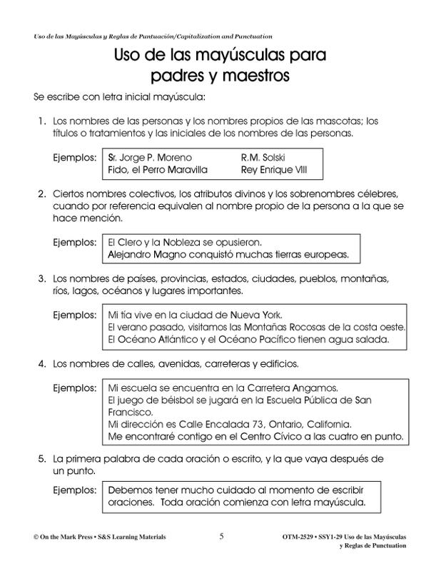 Uso De Las Mayusculas Y Reglas De Punctuacion Capitalization
