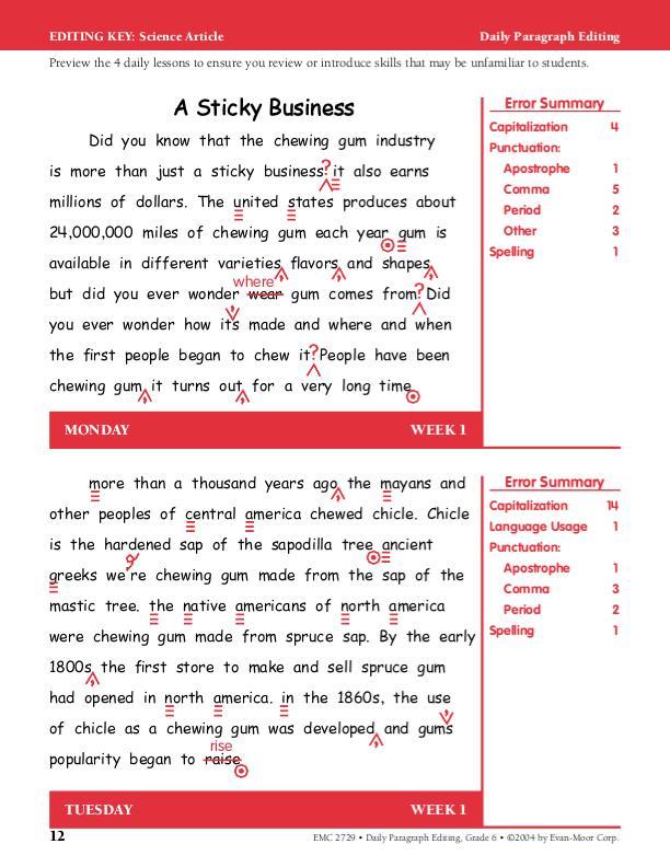 Daily Paragraph Editing, Grade 6