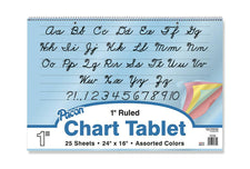 Colored Paper Chart Tablets, 24" x 16", Ruled 1"