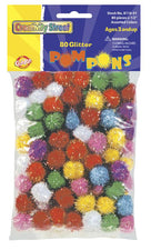 Glitter Poms - 80 Pieces - 1/2"