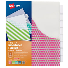 Avery® Big Tab™ Pocket Insertable Plastic Dividers, 8-Tab Set