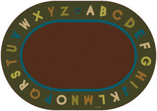 Nature Alphabet Circle Time Classroom Rug, 8'3" x 11'8" Oval