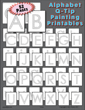 52 Alphabet Q-Tip Painting Printables - Uppercase and Lowercase Letters