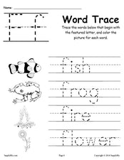Letter F Words - Alphabet Tracing Worksheet