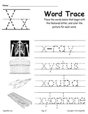 Letter X Words - Alphabet Tracing Worksheet