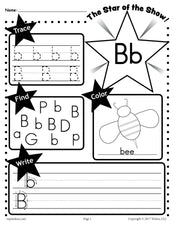 FREE Letter B Worksheet: Tracing, Coloring, Writing & More!