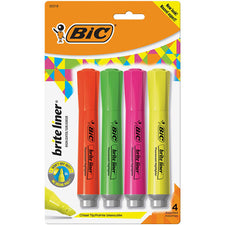 BIC Brite Liner Grip XL Fluorescent Highlighters, 4Pk
