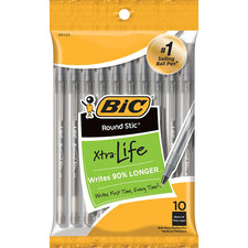 BIC Round Stic Ballpoint Pens Black 10Pk