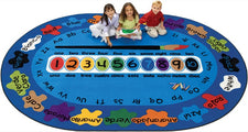 Bilingual Paint by Numero Classroom Circle Time Carpet, 6'9" x 9'5" Oval