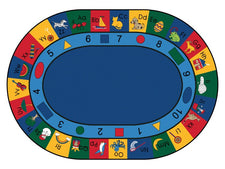 Blocks of Fun Alphabet & Numbers Classroom Rug, 6'9" x 9'5" Oval