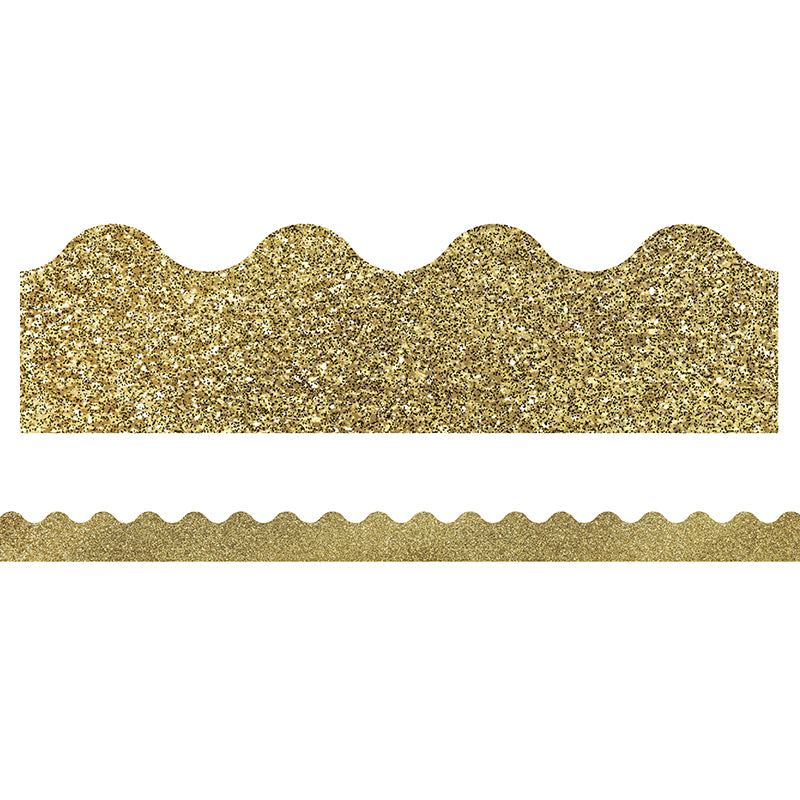 Sparkle and Shine Gold Glitter Scalloped Bulletin Board Border