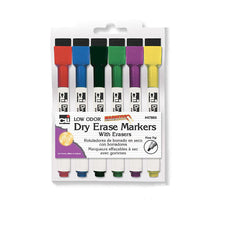 Fine Tip Magnetic Dry Erase Markers, 6 Pack Assorted