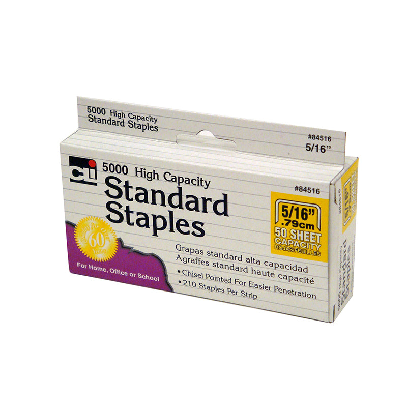 High Capacity Standard Staples, 5,000 Per Box