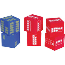 Ten Frame Foam Dice, Set of 6 (4 Red, 2 Blue)