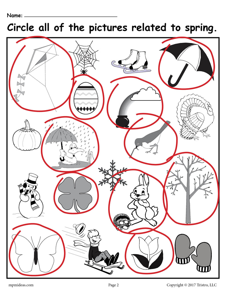 FREE Circle What Belongs - Printable Spring Worksheet!