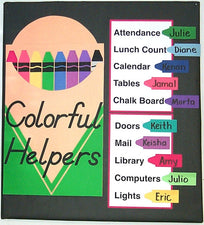 Classroom Helpers Colorful Crayons Classroom Management Bulletin Board Idea