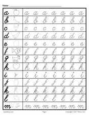 FREE Cursive Lowercase Letter Tracing Worksheets!