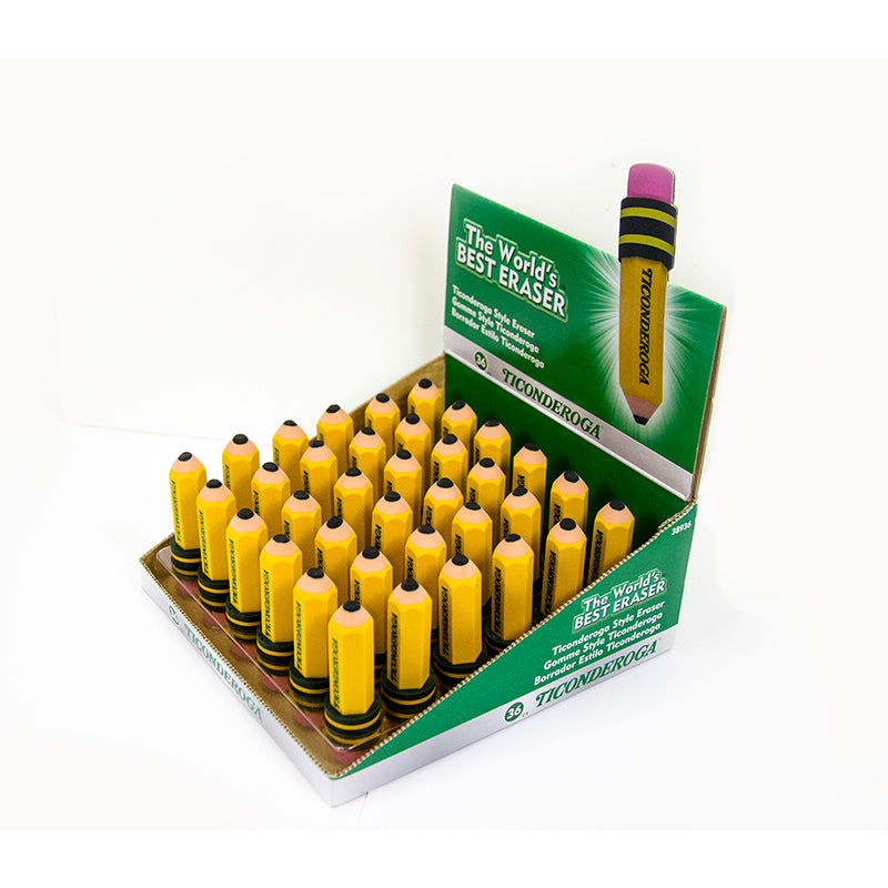 Ticonderoga Pencil Shaped Erasers, 36 Pack