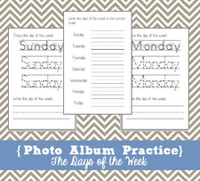 Photo Album Practice Pages - Days of the Week