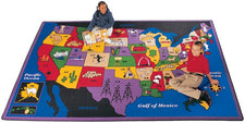 Discover America United States Classroom Rug, 4'5" x 5'10" Rectangle