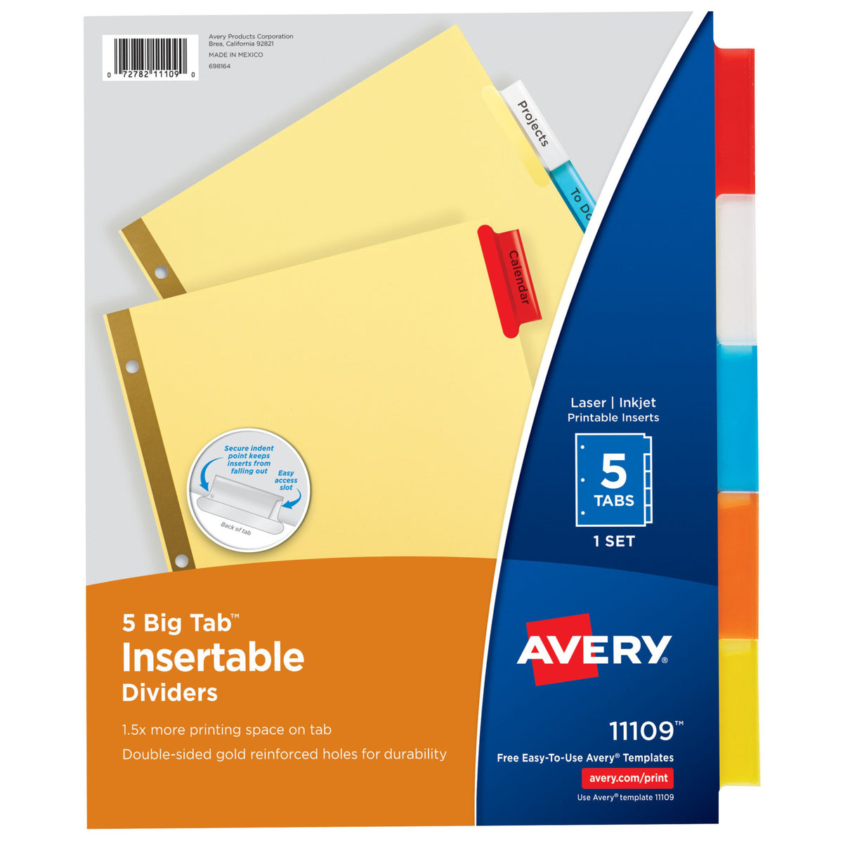 Avery® WorkSaver Big Tab Insertable Dividers, 5 Tab Set