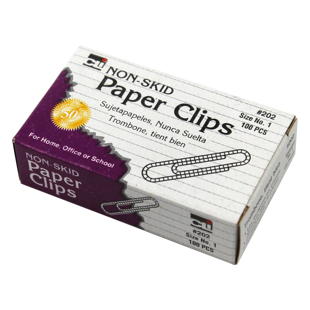 Charles Leonard Paper Clips #1 Gem Non-Skid, 100 Per Box