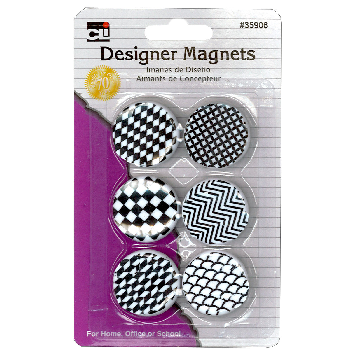 Charles Leonard Designer Magnets, 6 Pack