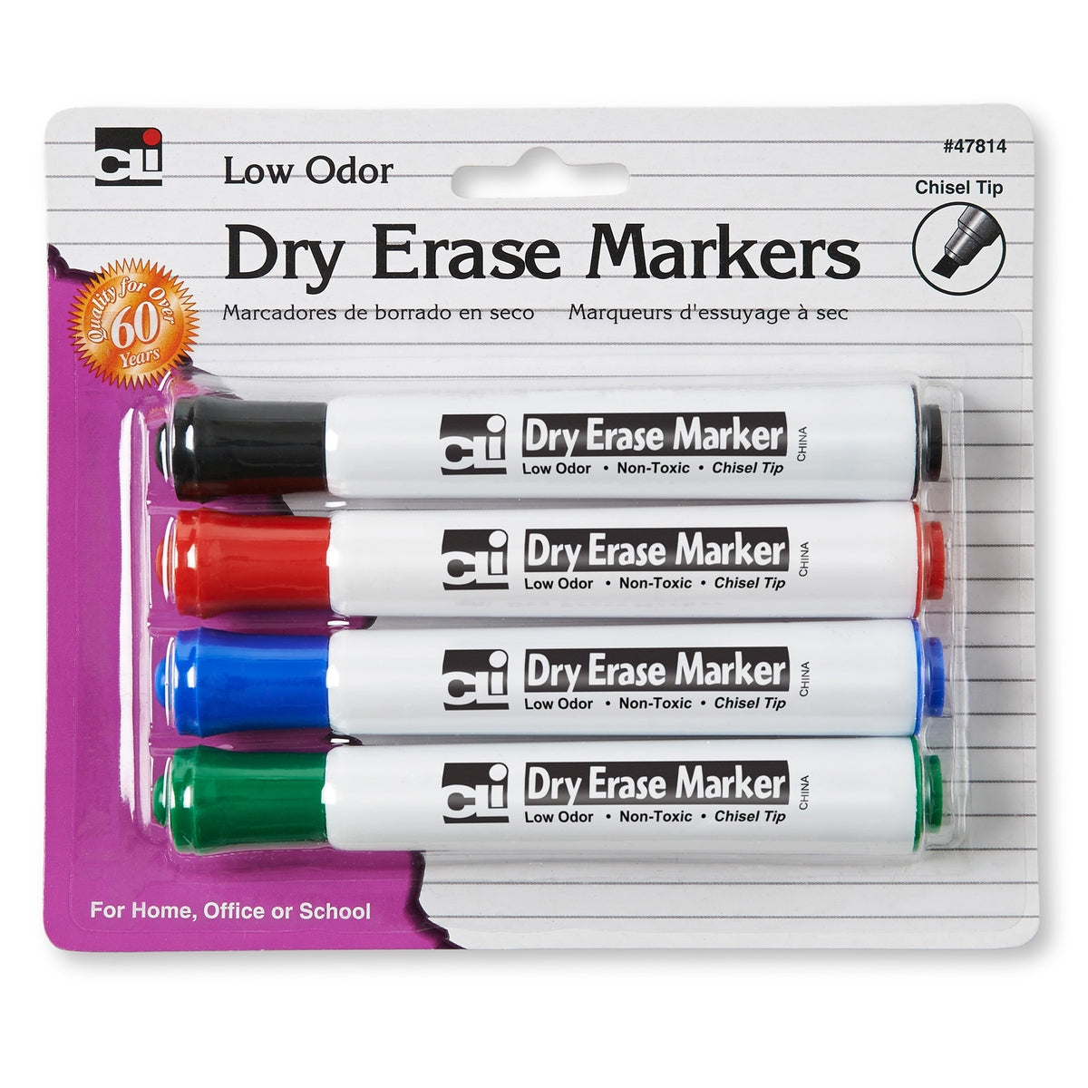 Charles Leonard Barrel Style Dry Erase Markers, 4 Pack