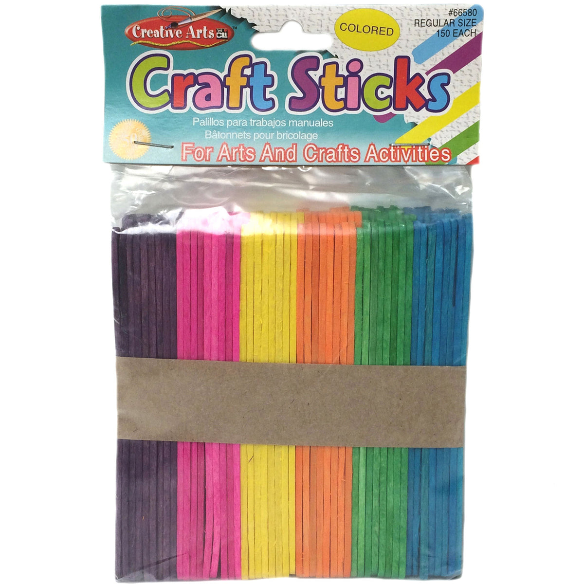 Charles Leonard Assorted Color Craft Sticks, 150 Per Bag