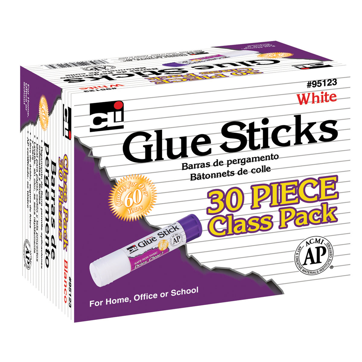 Charles Leonard Glue Sticks, 30 Count White (0.28 Oz)