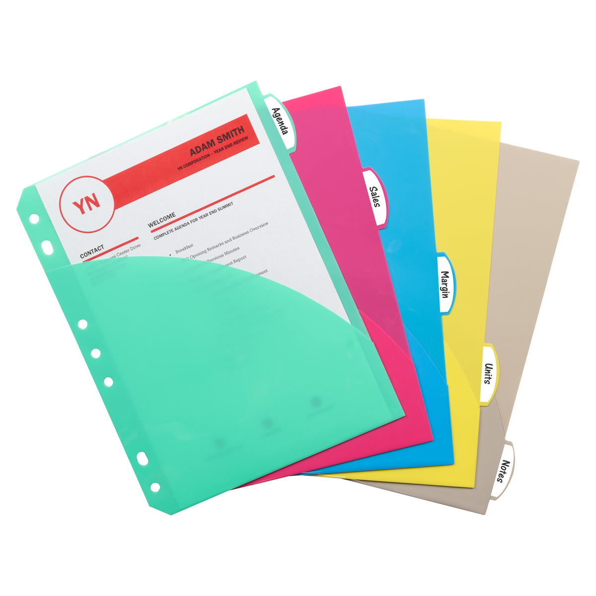 C-Line Products Mini Size 5 Tab Poly Index Dividers With Pockets Pack Of 5