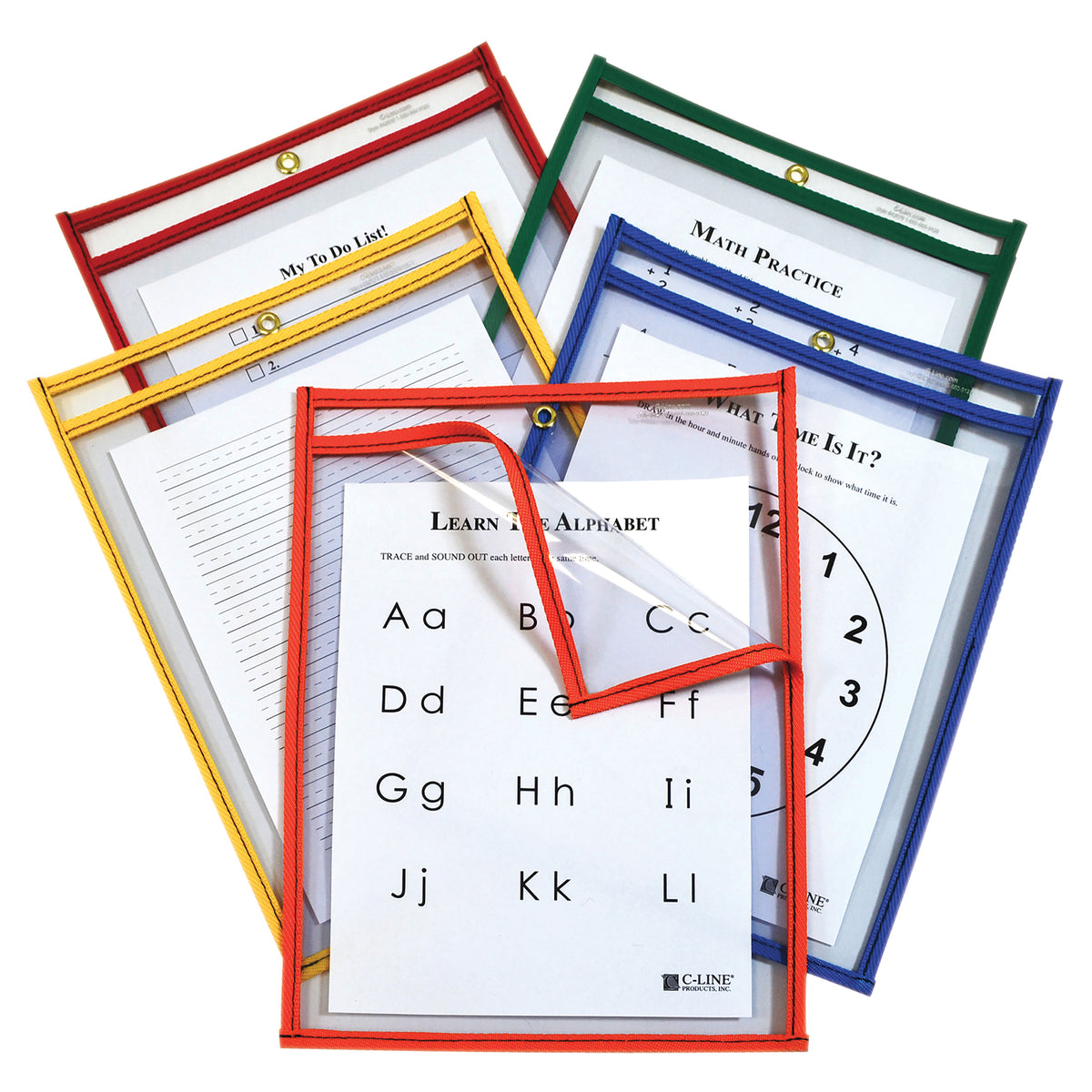 C-Line Products Super Heavyweight Plus Reusable Dry Erase Pockets, 25 Count Assorted