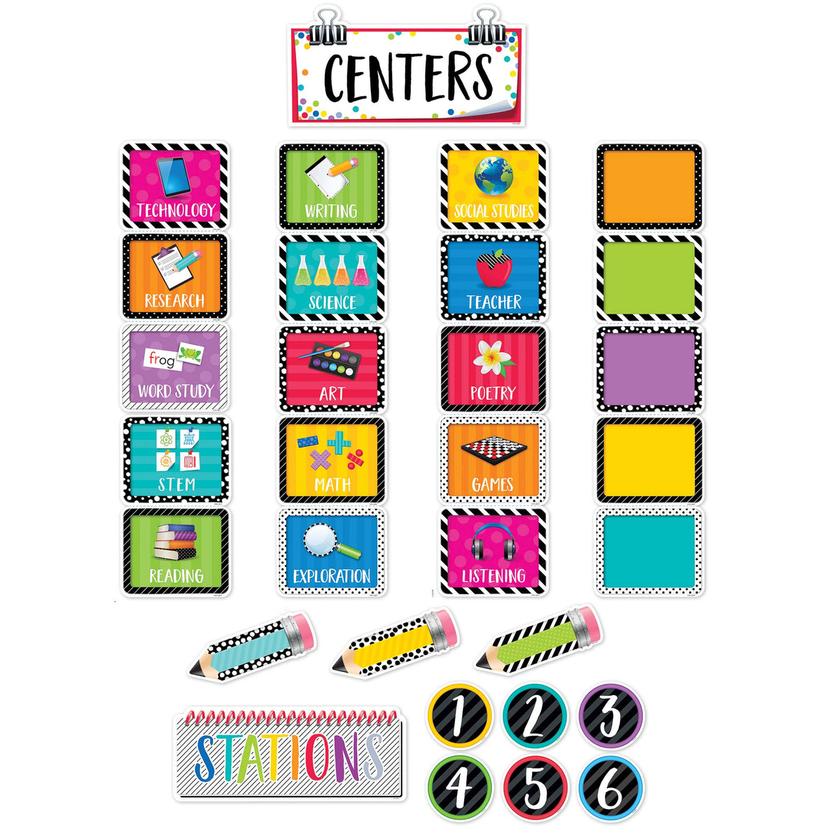 Creative Teaching Press Bold & Bright Classroom Centers Mini Bulletin Board Set